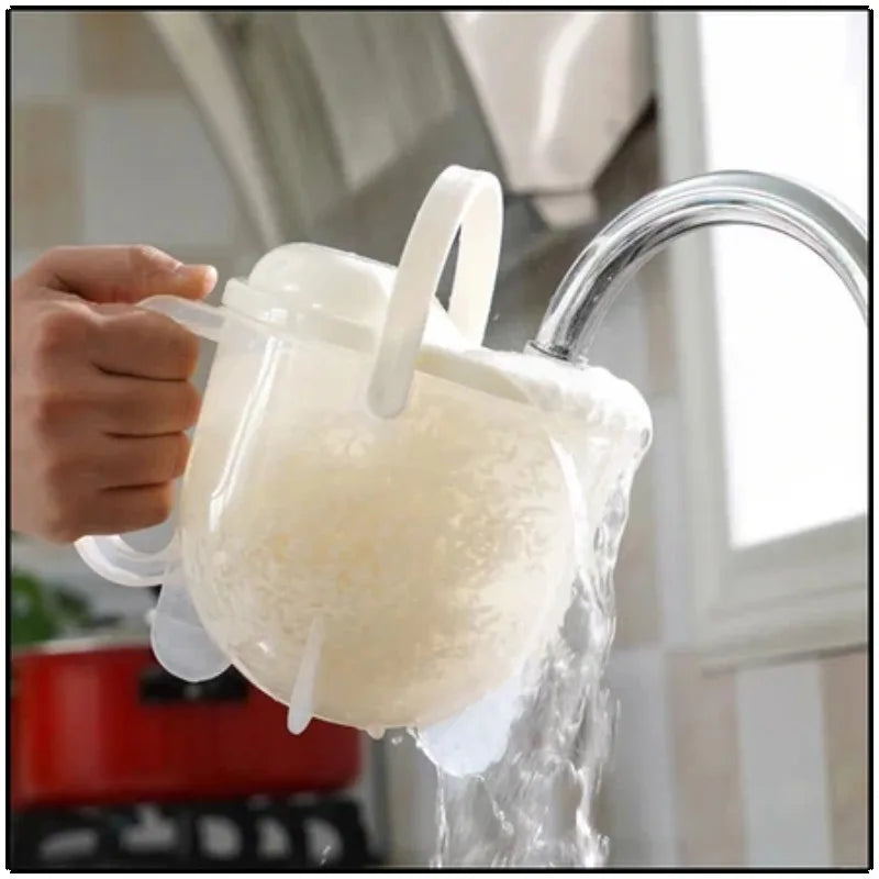 Rice Washer Hand-free Washing Basin Sieve Plastic Panning Basket