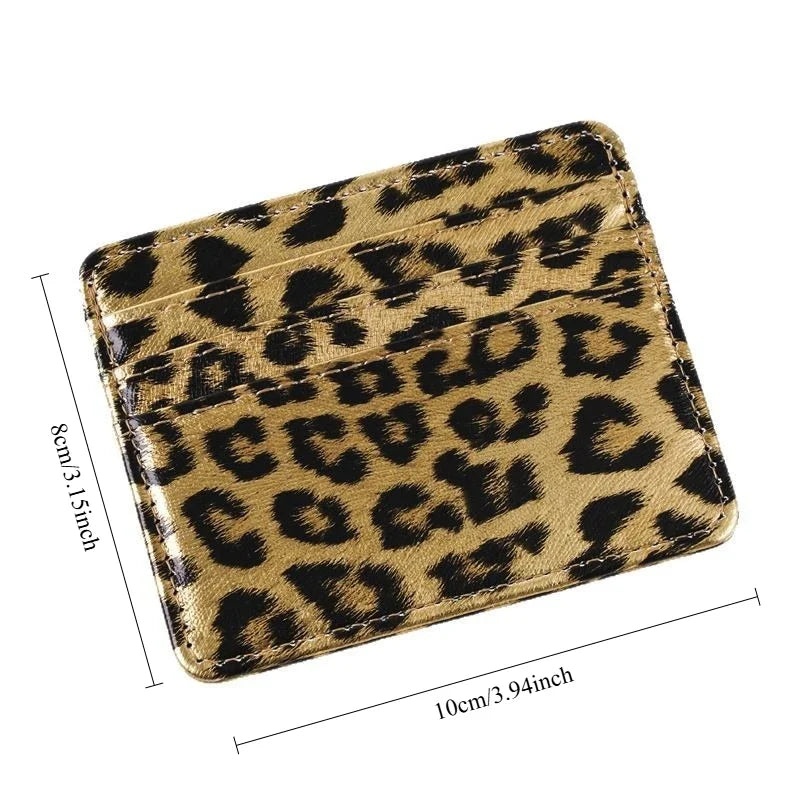 Leopard Print PU Leather Slim Card Wallet – Unisex Card Holder