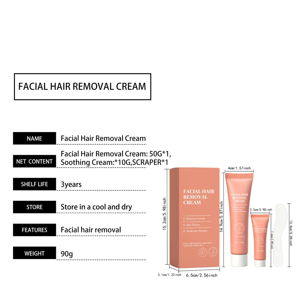 Facial Hair Removal Cream Kit – Gentle Formula for Women 50g