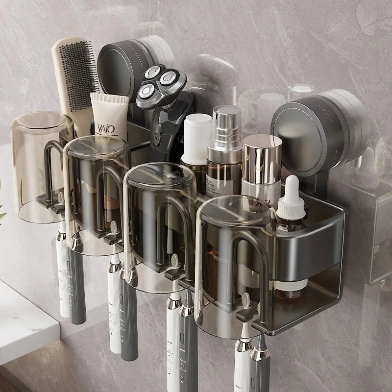 Drill-Free Suction Cup Aluminum Toothbrush Holder Wall Mount