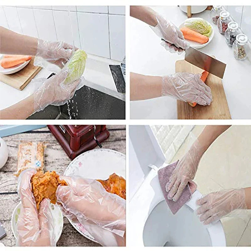 Clear Disposable Gloves – Latex-Free Food Safe PE Gloves