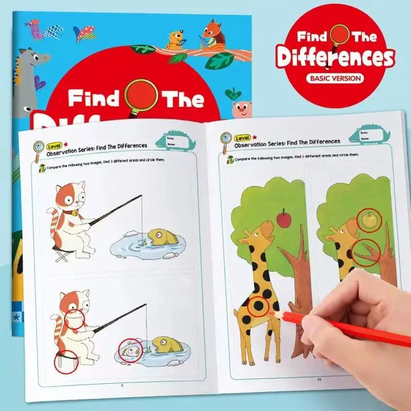 Find Differences Puzzle Book 32 Pages Kids Observation Training Game