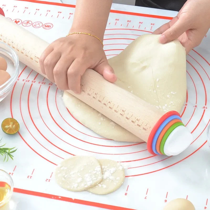 Adjustable Stainless Steel Rolling Pin & Silicone Baking Mat Set