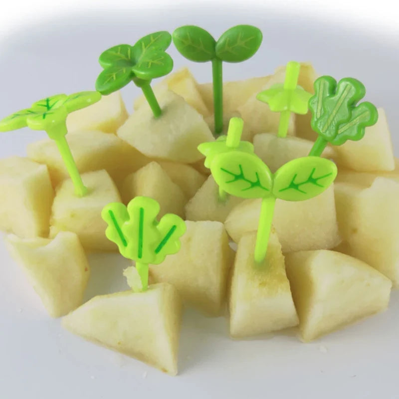 8-Piece Mini Fruit Forks – Leaf Cake & Salad Picks for Kids