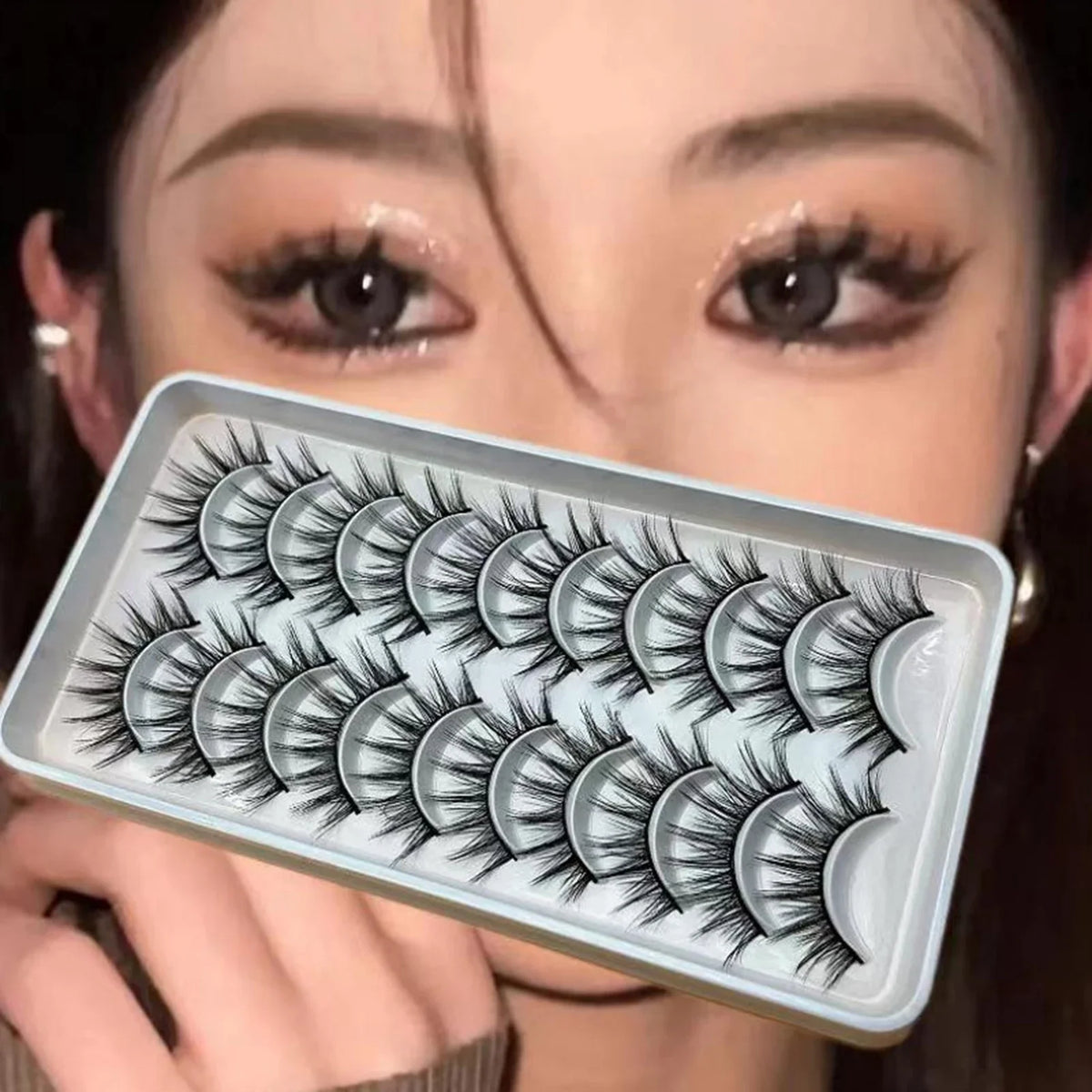10 Pairs Fluffy False Eyelashes | 3D Wispy D Curl Strip Lashes