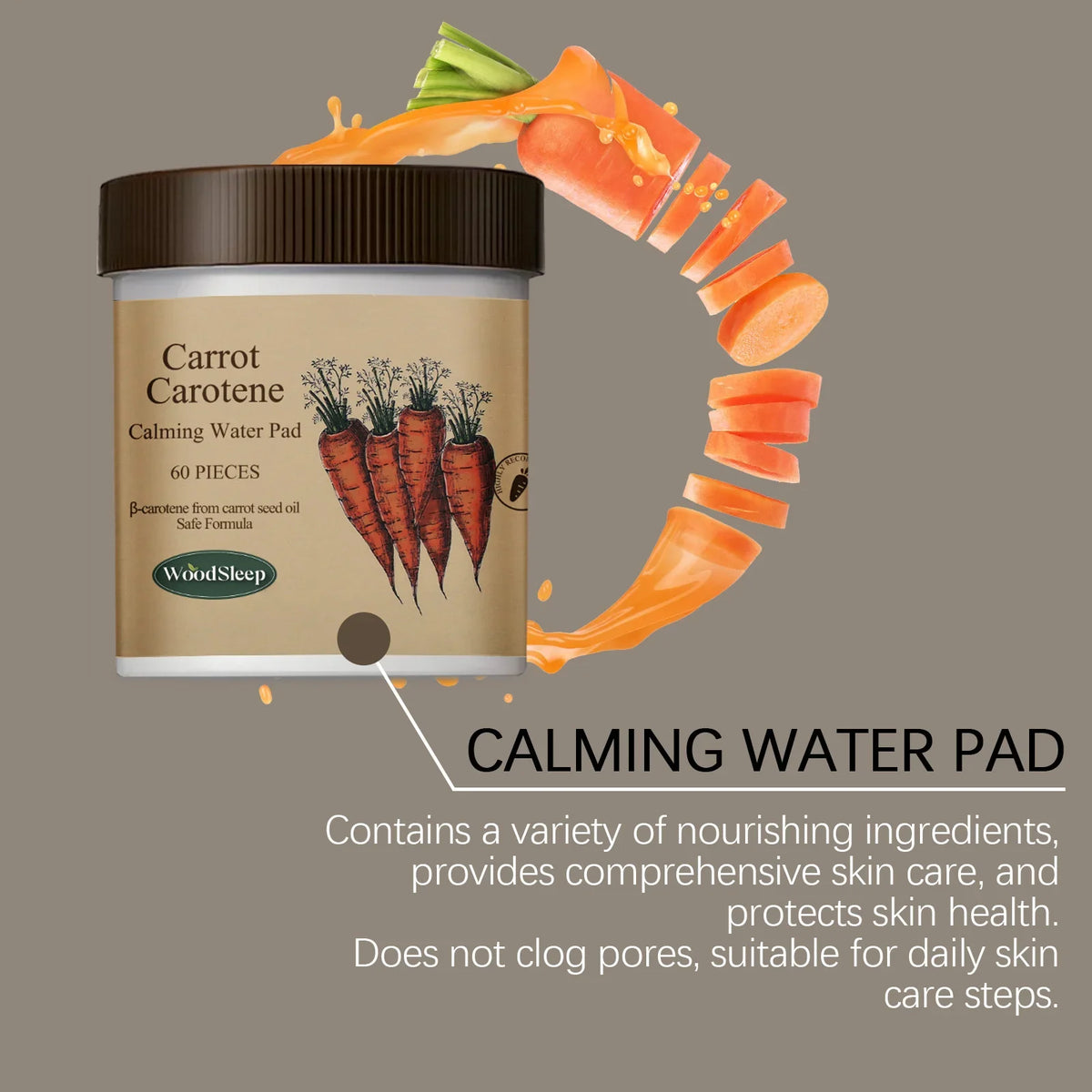 WOODSLEEP Carotenoid Calming Facial Pads – 60pc Hydrating Mask
