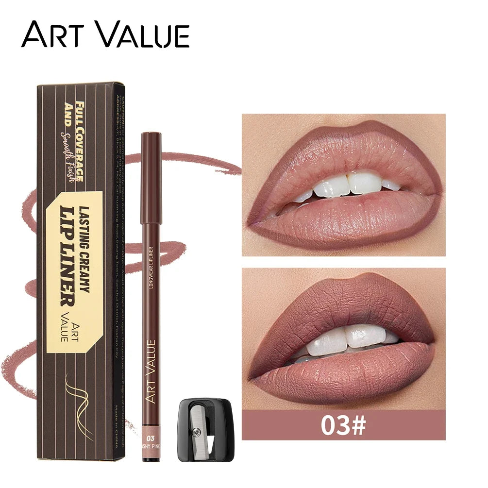 Art Value 12-Color Waterproof Matte Lip Liner Pencil – Long Lasting