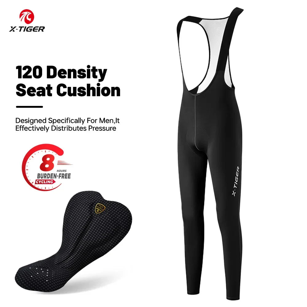 X-TIGER Men's 120-Density Padded Cycling Bib Tights | 8-Hour Ride