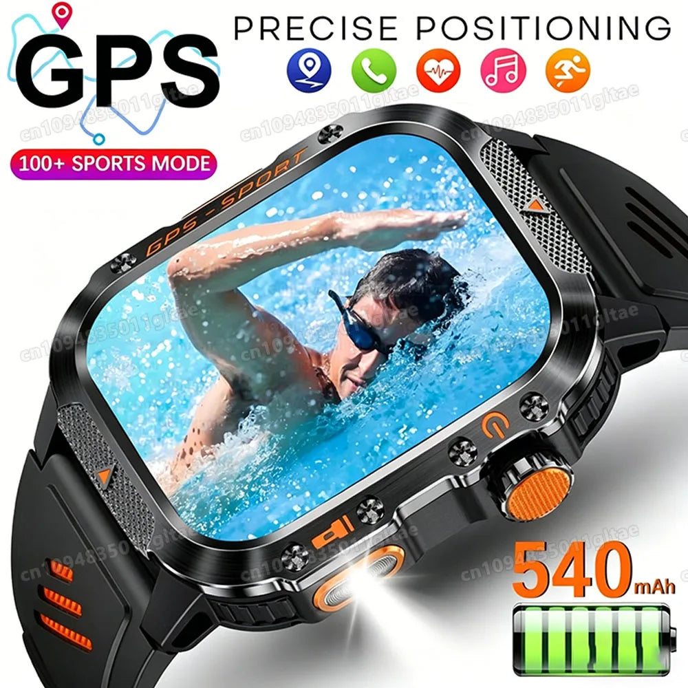 Military Smart Watch Men Health Monitor 5ATM Waterproof Outdoor Sport