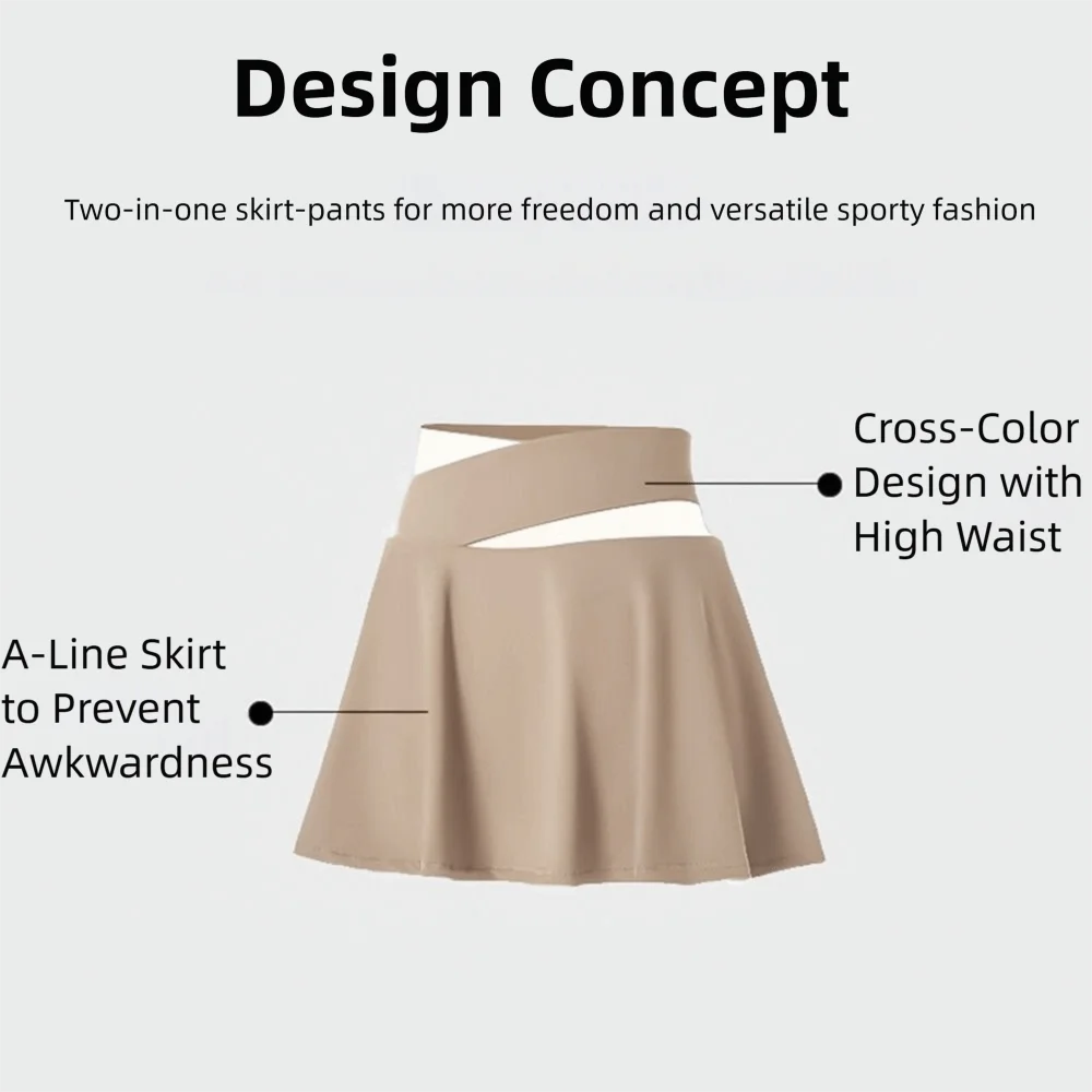 Women's Tennis Skirt with Built-In Shorts | Stretchy Golf Skirt