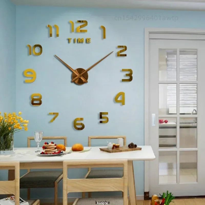 Modern DIY Large Wall Clock – Frameless Acrylic Quartz 40cm