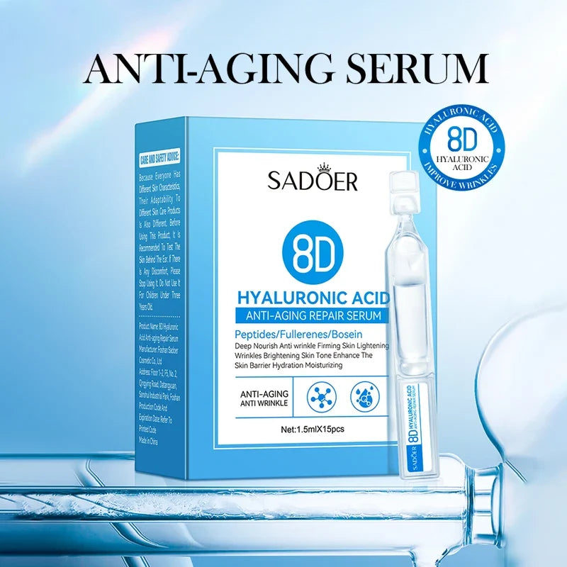 SADOER Hyaluronic Acid Anti-Aging Facial Serum | 15 Ampoules