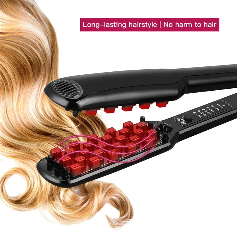 Volumizing Hair Iron – 3D Grid Corn Perm Comb, 5 Heat Settings