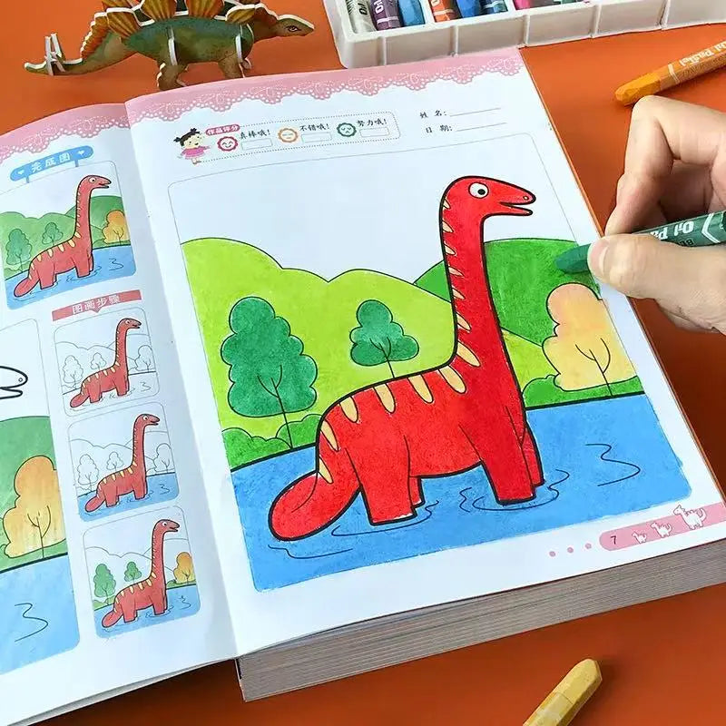 8 Books Coloring Book Adults Children Dinosaurs Young Relieve Stress