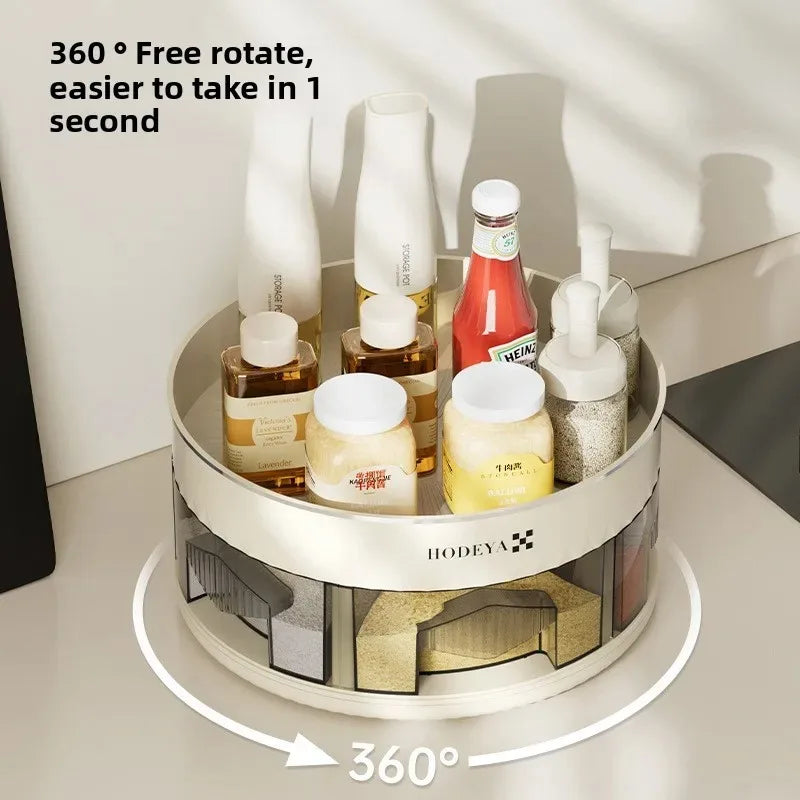 360° Rotating Double-Layer Spice Rack Kitchen Organizer