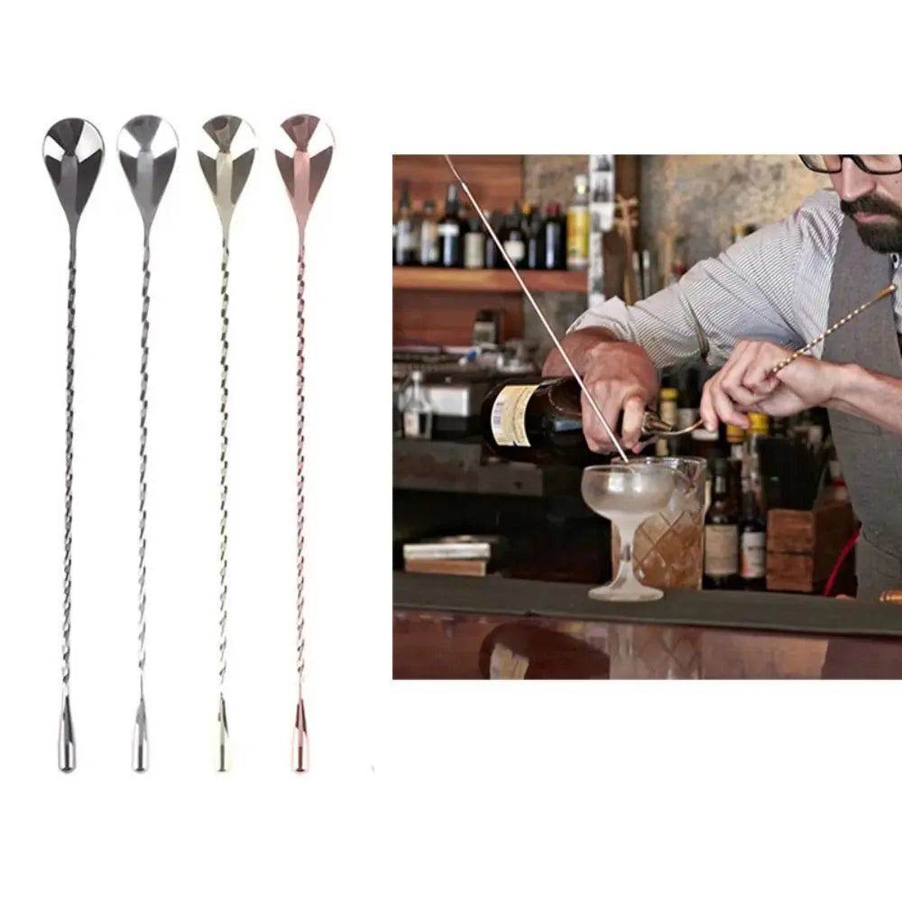 Spiral Cocktail Bar Spoon Stainless Steel 20/30/40cm Long Handle