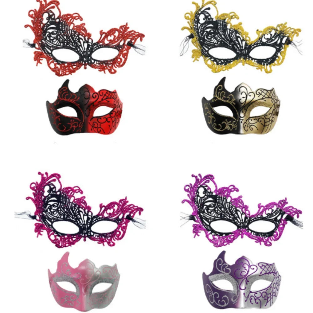 Couple Masks Lace Women Mask Men Painted Half Face Eye Party