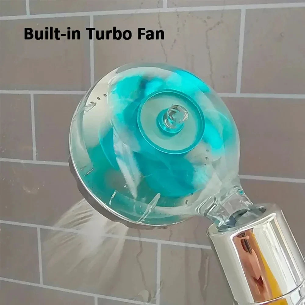 High-Pressure Turbo Shower Head | Filter & Water-Saving Button