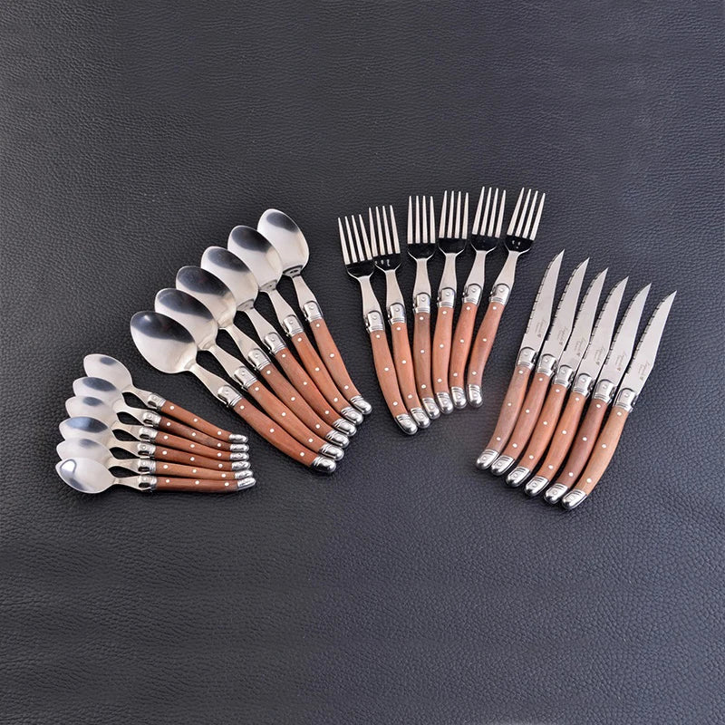 Laguiole Wood Handle Steak Forks Set – 8.5" Stainless Steel
