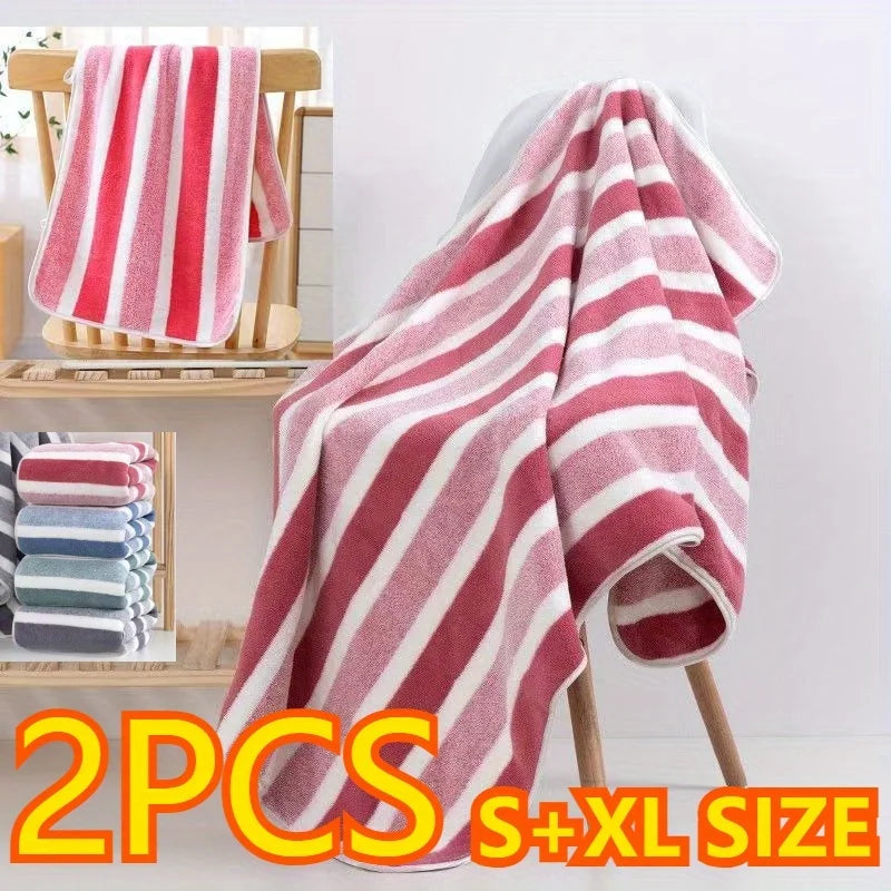 Quick-drying Striped Towel Soft Absorbent Bathroom Experience Bath