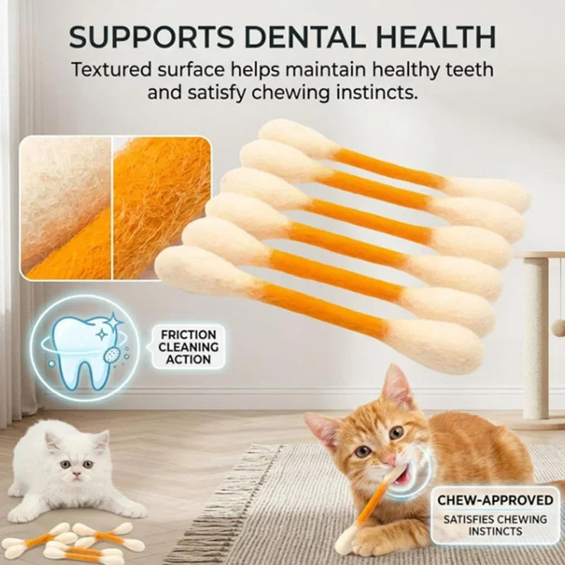 Cotton Swab Catnip Toy 6-Pack | Kitten Biting & Teeth Cleaning