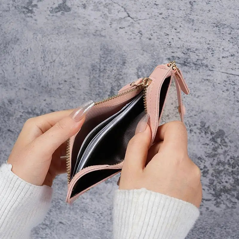 Slim PU Leather Women's Wallet – Zipper Coin Pocket & Card Slots
