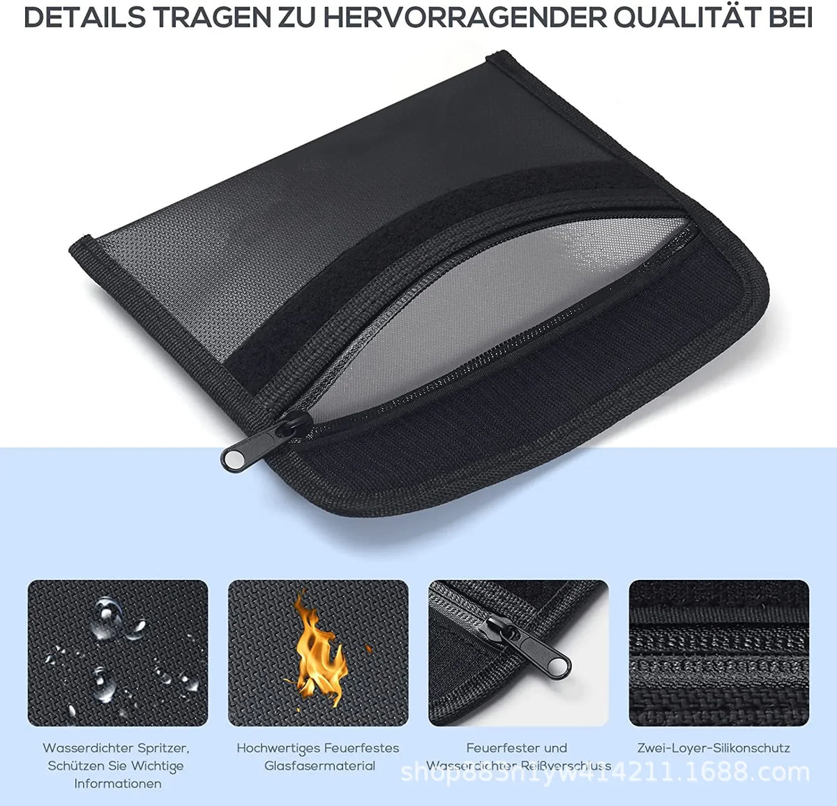 Fireproof Waterproof Document Bag | Zipper Cash Safe Pouch