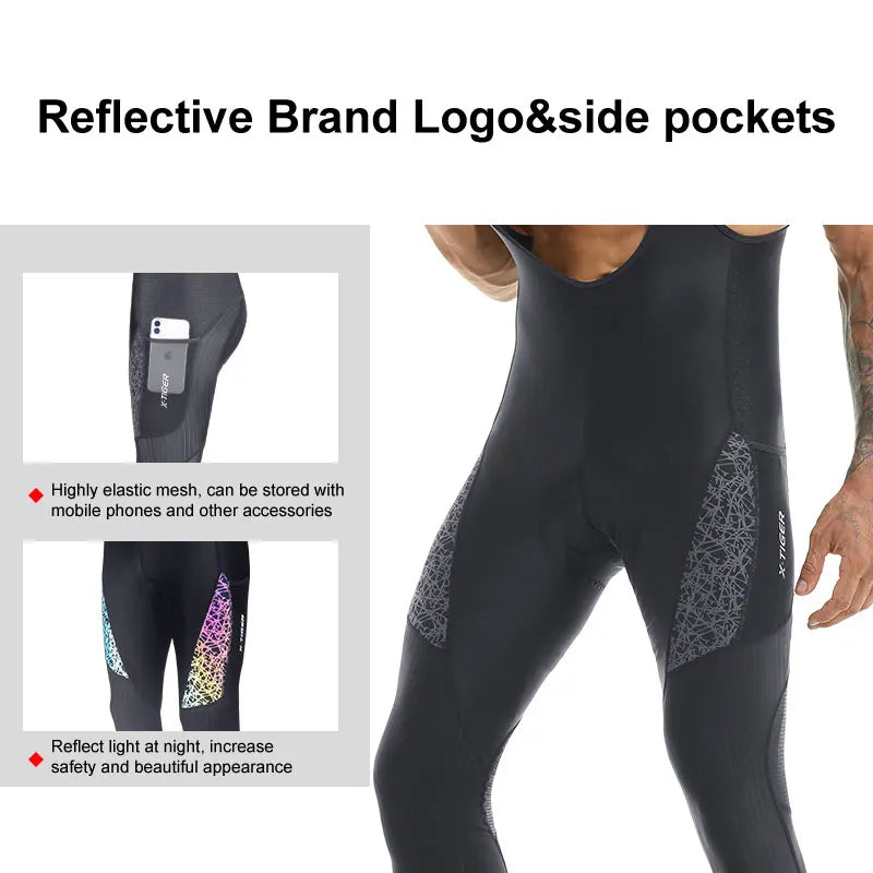 X-TIGER Men's Cycling Bib Pants | Breathable MTB Road Tights