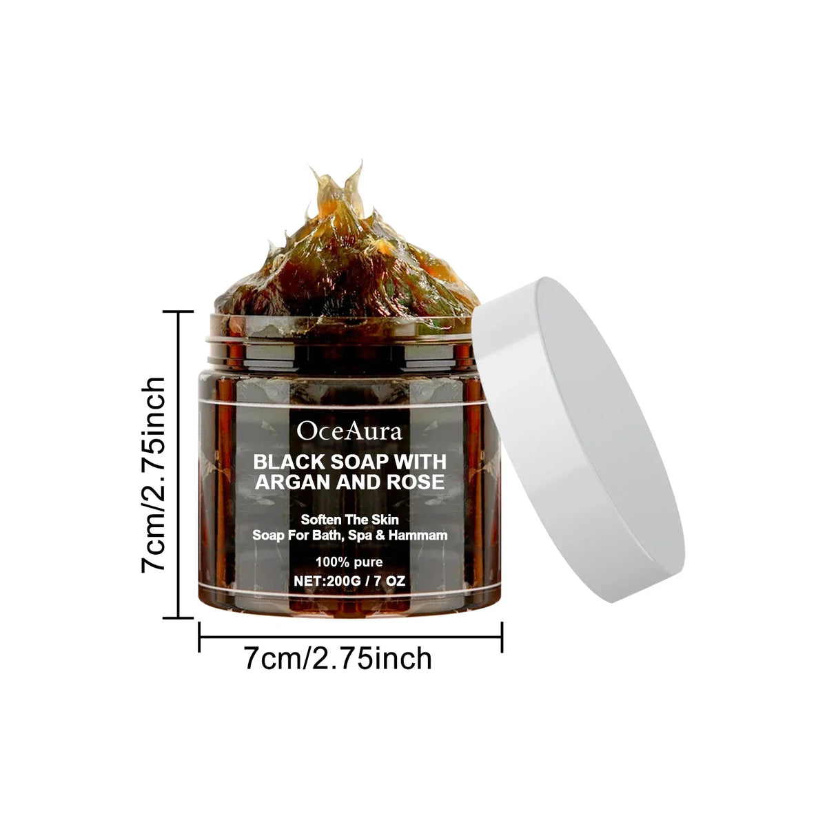 OCEAURA Black Beldi Soap Argan & Rose Body Scrub 200g