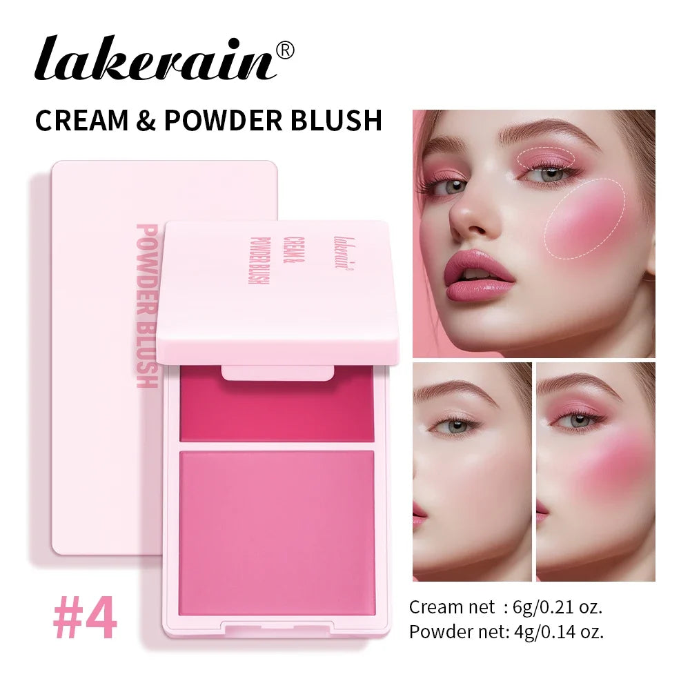 Lakerain 2-in-1 Cream & Powder Blush – High Pigment, Long-Lasting