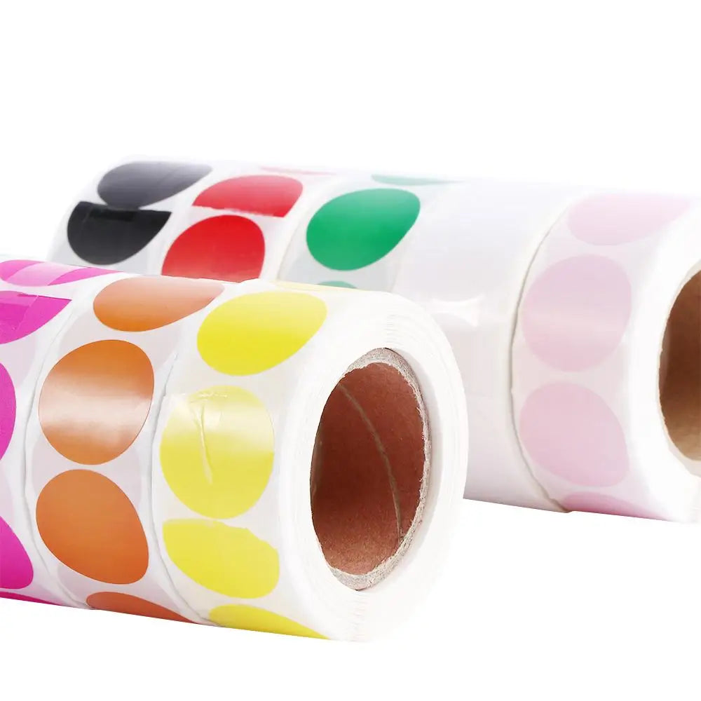 500 Round Dot Color Stickers – 1 Inch Label Roll, 10 Colors