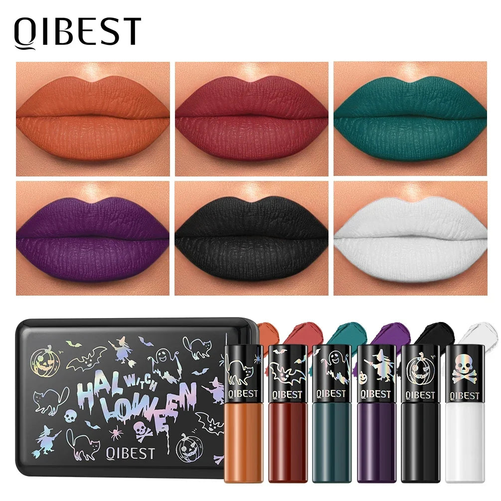 QiBest 6-Pc Matte Liquid Lipstick Set – Halloween Lip Makeup