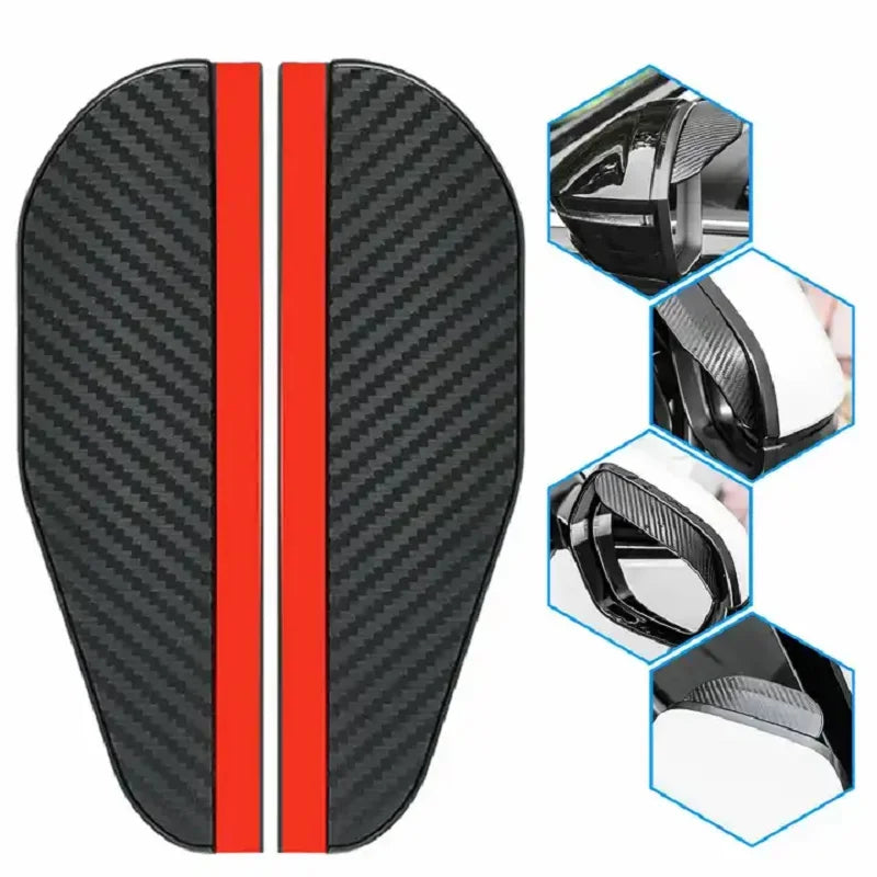 Carbon Fiber Car Mirror Rain Cover & Sun Shade | Side View Visor