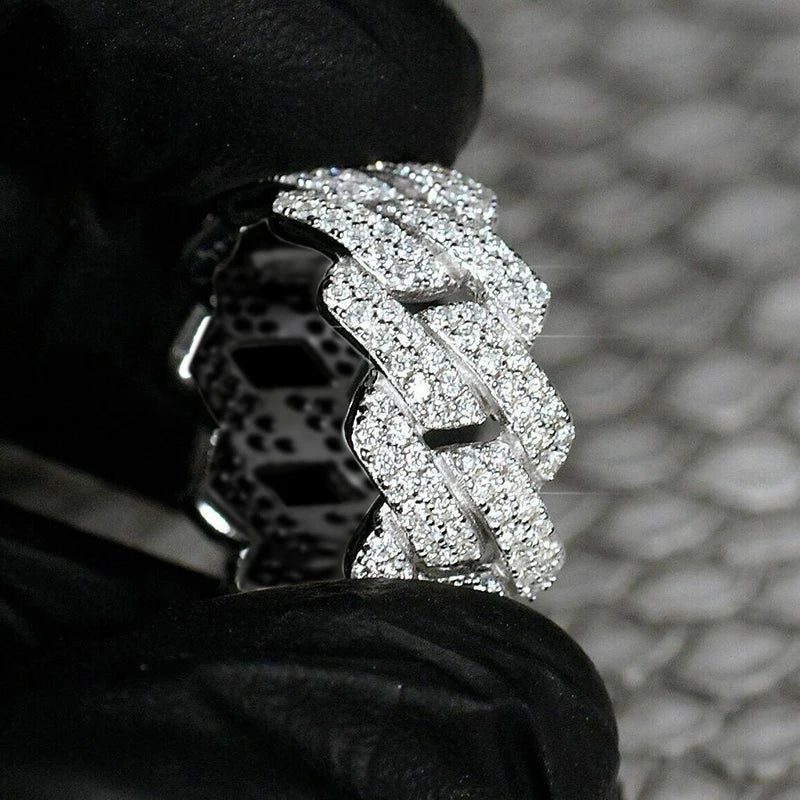 Huitan Silver Chain Ring – Micro Pavé Cubic Zirconia Women