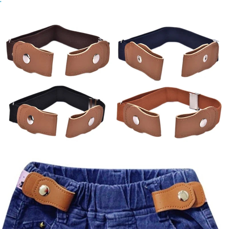 Kids Buckle-Free Stretch Belt – Adjustable Faux Leather Waistband