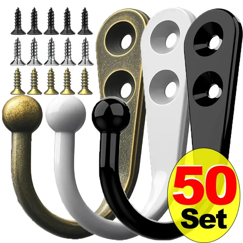 10 20 Heavy Duty Alloy Wall Hooks Screws Metal Coat Hook Garden