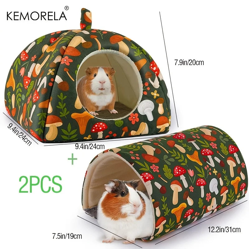 KEMORELA 2PCS Hamster House Warm Mat & Small Animal Bed