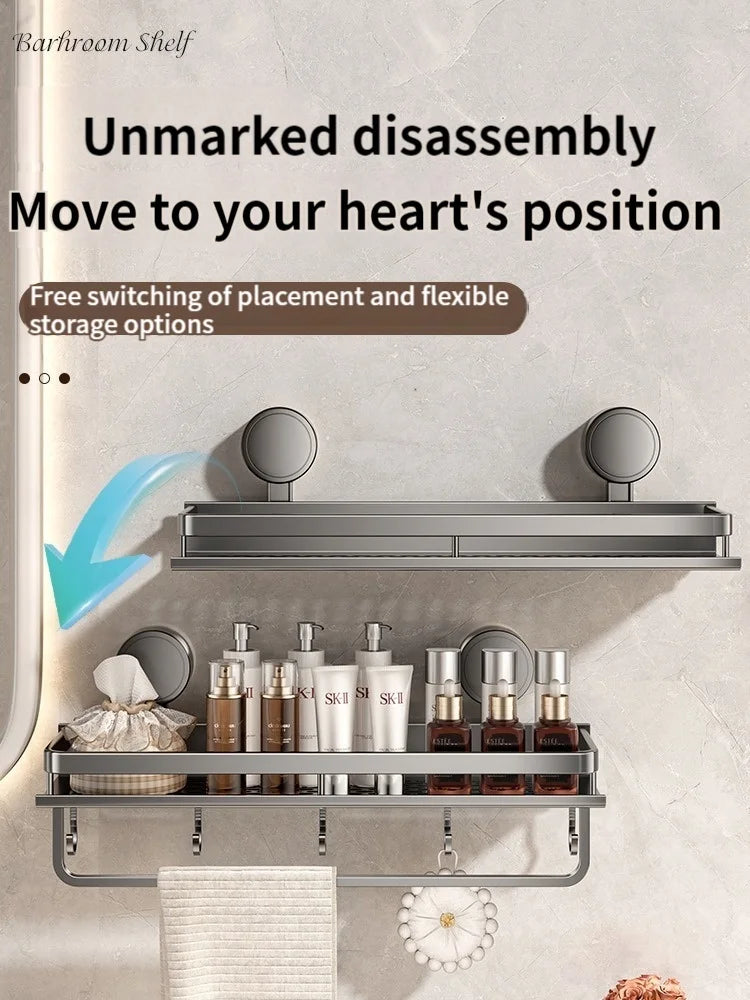 No-Drill Suction Cup Wall Storage Rack | Aluminum Organizer