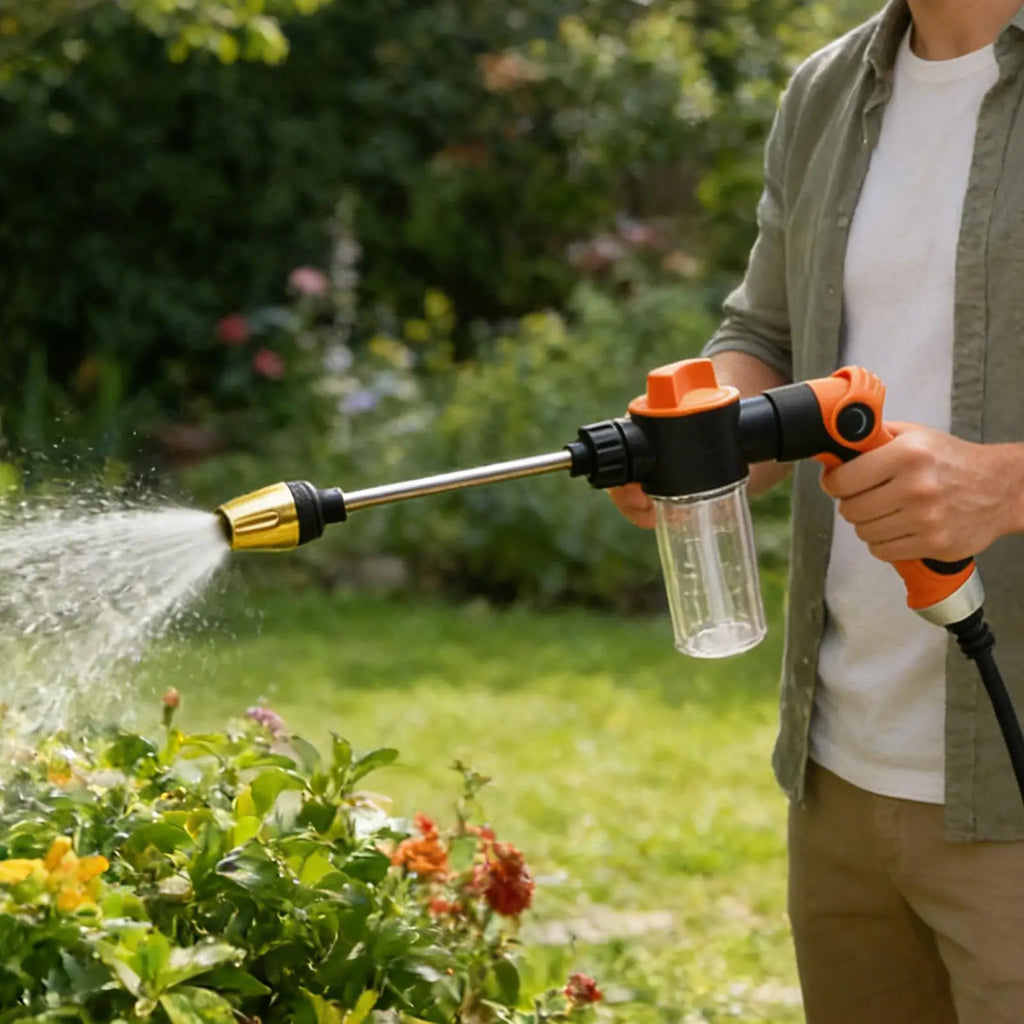 Heavy Duty Adjustable Garden Hose Nozzle | Multi-Pattern Sprayer
