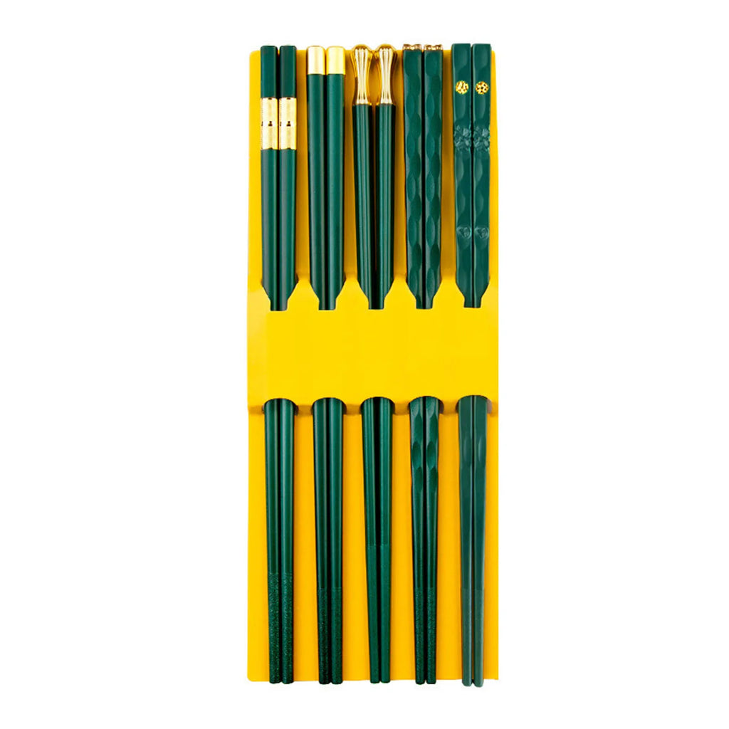 Premium Alloy Chopsticks Set – Non-Slip, Dishwasher Safe, 5 Pairs
