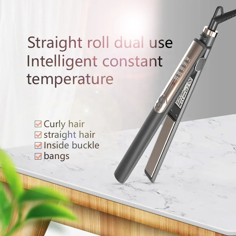 Wide Plate Ceramic LED Hair Straightener – Fast PTC Flat Iron