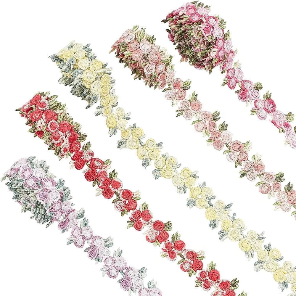 5-Color Floral Lace Trim Ribbon – 5 Yards, 20mm Polyester