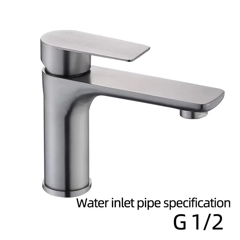 Brushed Gray Stainless Steel Bathroom Faucet | Single Handle