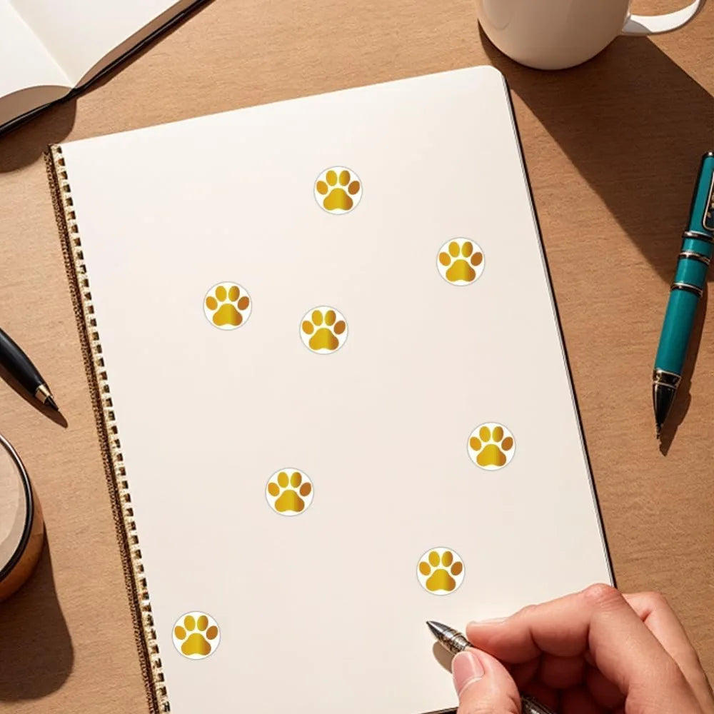 80-Sheet Paw Print PVC Stickers – 2400 Round Planner Dots
