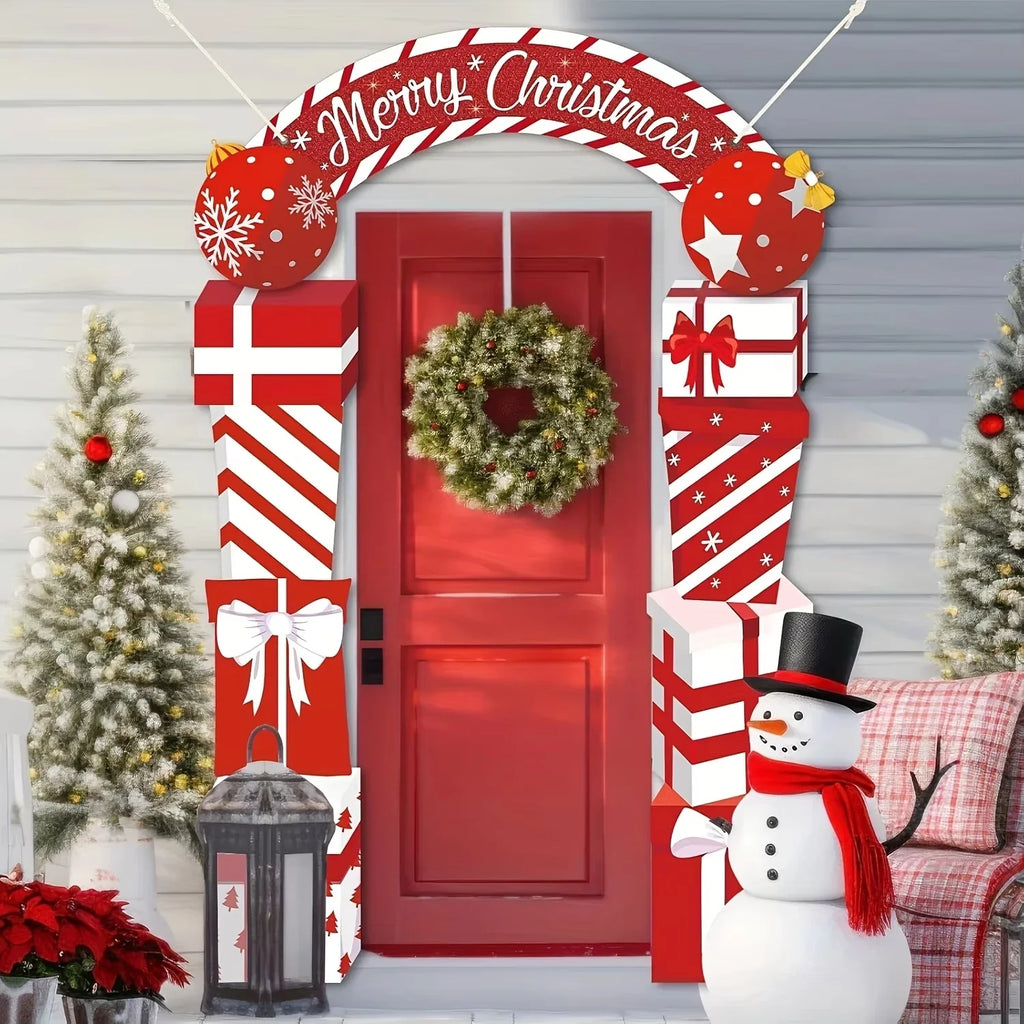 Christmas Door Decoration Merry Porch Sign Front Banner Xmas Hanging