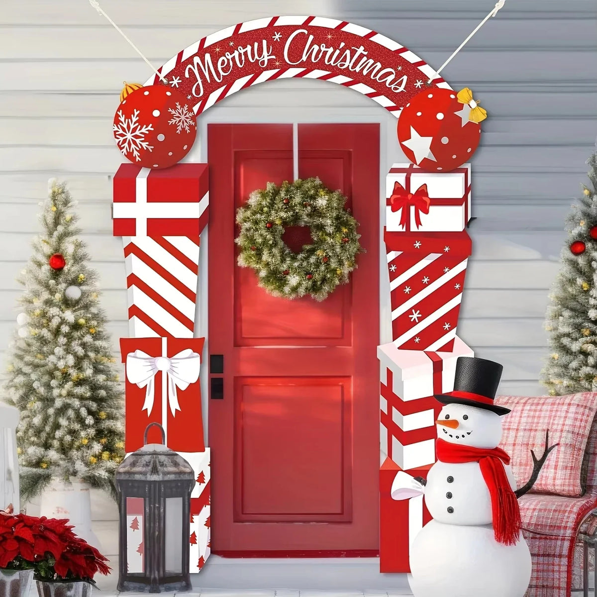 Christmas Door Decoration Merry Porch Sign Front Banner Xmas Hanging