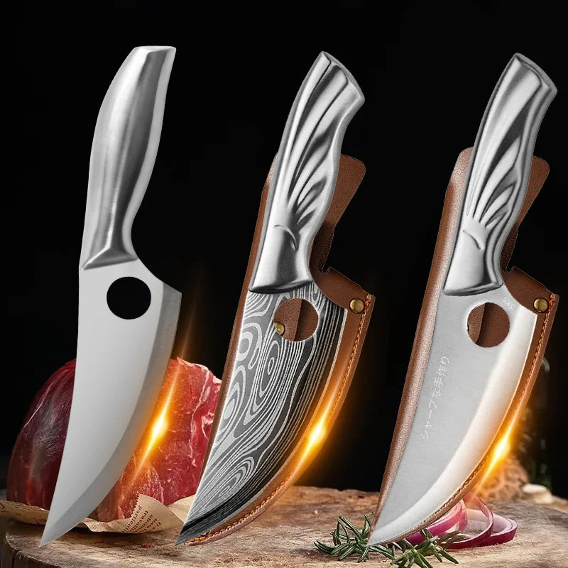5.5-Inch 5CR15 Stainless Steel Kitchen Cleaver & Utility Knife