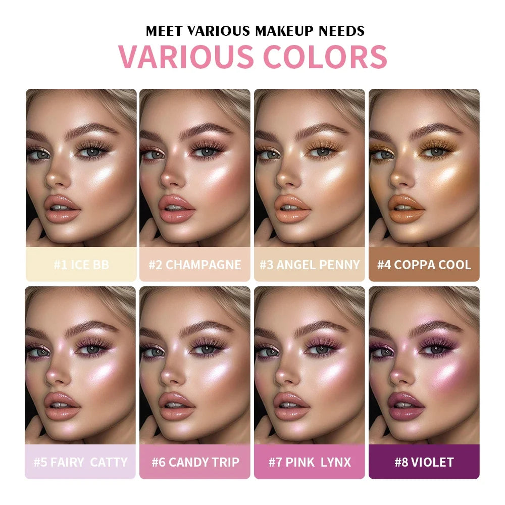 Lakerain 8-Color Cream Highlighter & Bronzer Palette | Glow Set