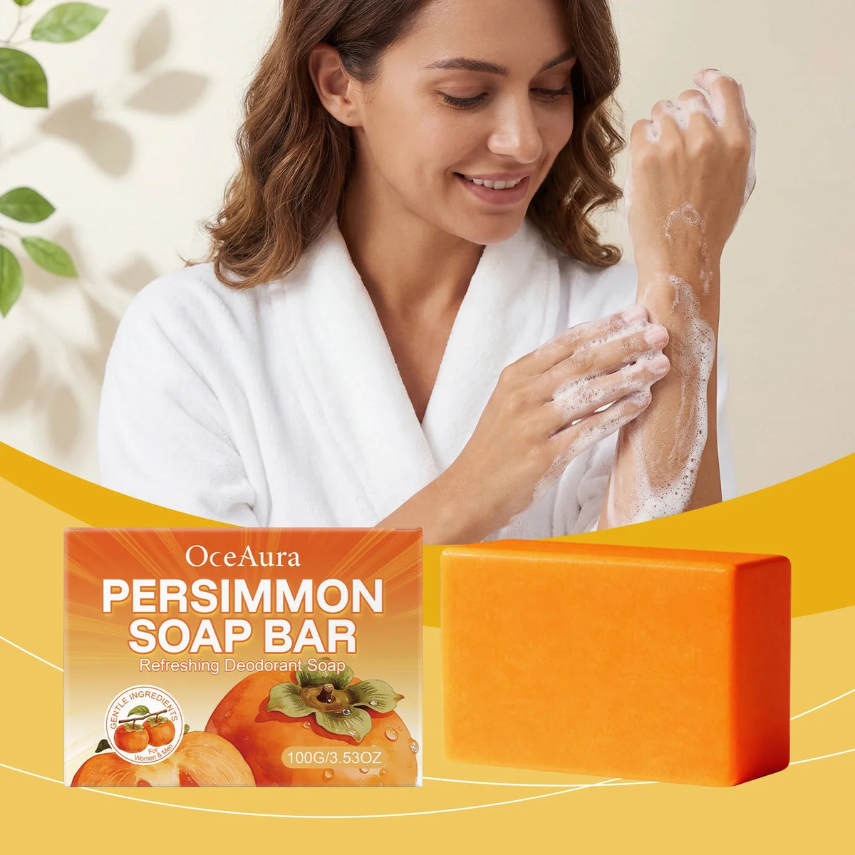 OceAura Persimmon Bath Soap | Cleansing, Deodorizing & Fresh