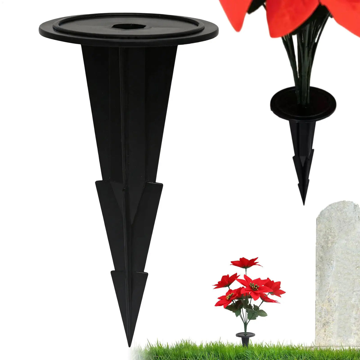 Cemetery Flower Holder Stake Floral Vase Outdoor Yard Garden